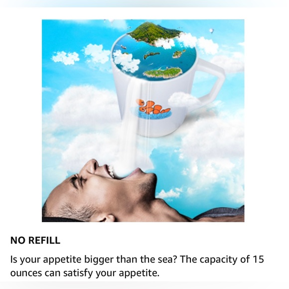 Large 3D Ceramic Coffee Cup with Hand Painted Clownfish Inside - Picture 6 of 14